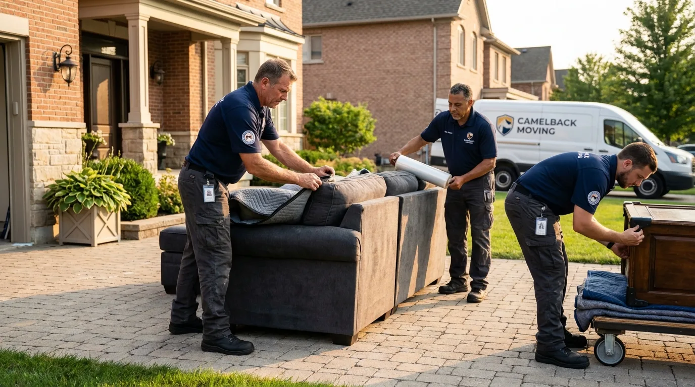 Large estate moving crew wrapping furniture in Clarkesville, GA