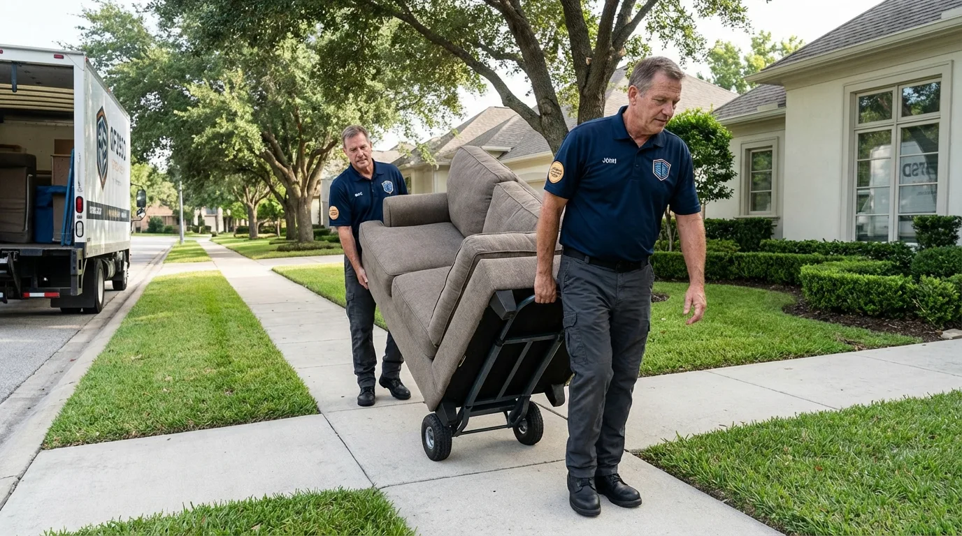 Local residential moving crew loading furniture in Clarkesville, GA