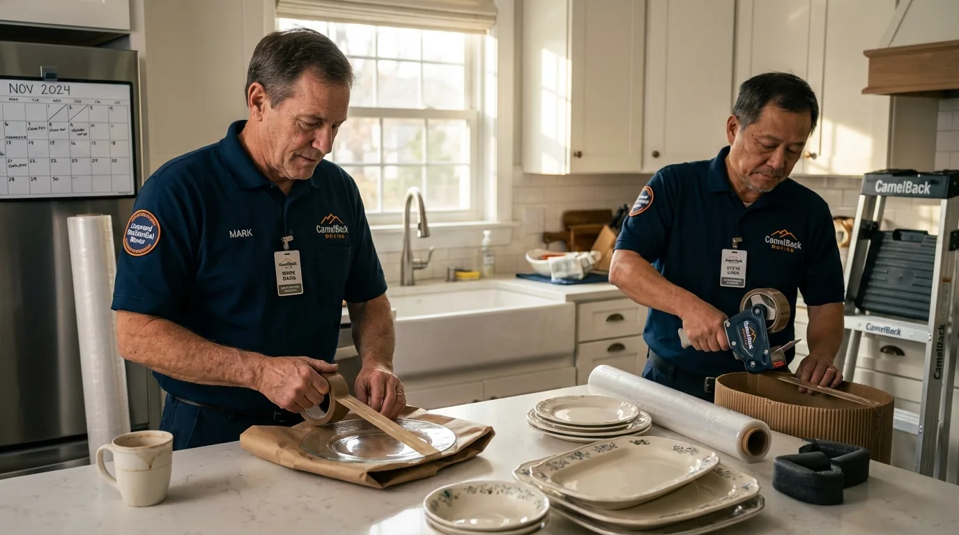 Professional crew packing kitchen dishware in Clarkesville, GA